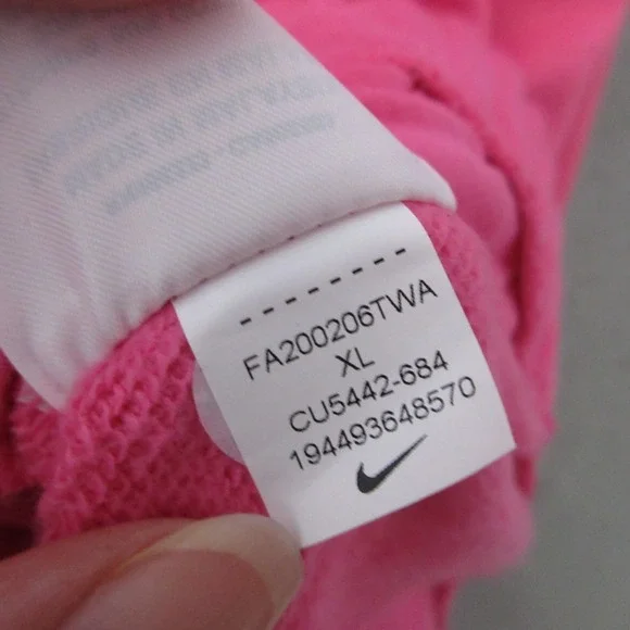 Nike Air Fleece Hoodie Women XL Pink Black Full Zip Dolman Sleeve Jewel Zipper - Picture 7 of 10